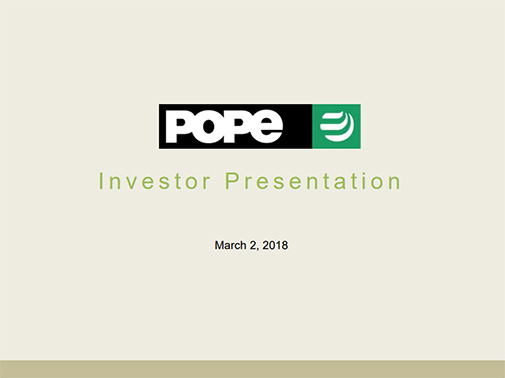 Investor Call Presentation March 2, 2018