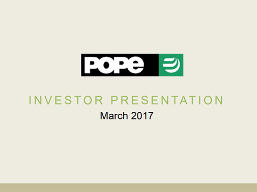 Investor Call Presentation March 14, 2017