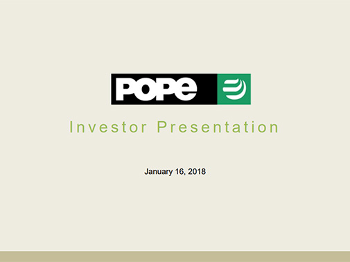 Investor Call Presentation January 16, 2018