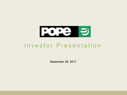 Investor Call Presentation September 28, 2017