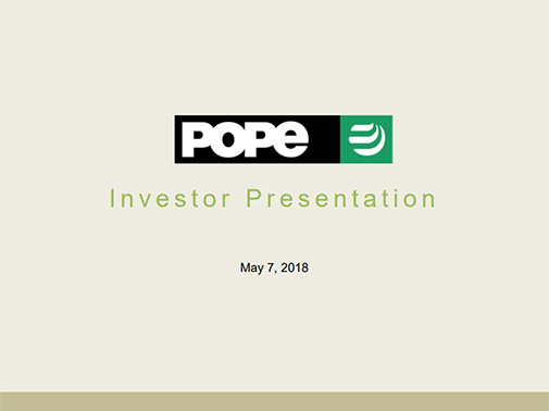 Investor Call Presentation May 7,  2018