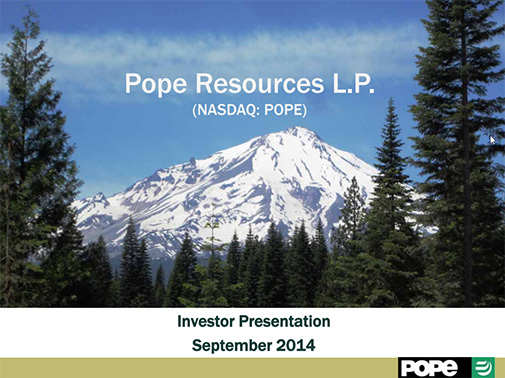 Investor Call Presentation September 17, 2014